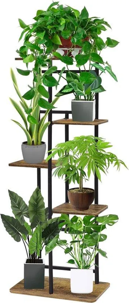 Support de jardin stable noir noyer 135 cm pour plantes lot 6