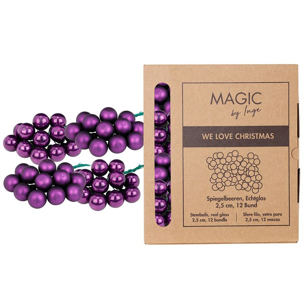 Weihnachtskugeln am Draht 2,5cm Glas 144 Stück - Purple Symphony