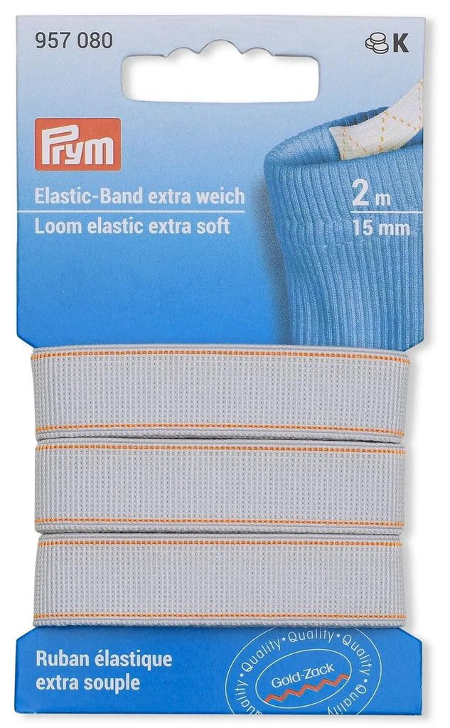 Prym Elastic-Band 957080 extra weich 15 mm weiß 2 m   Produktbild 