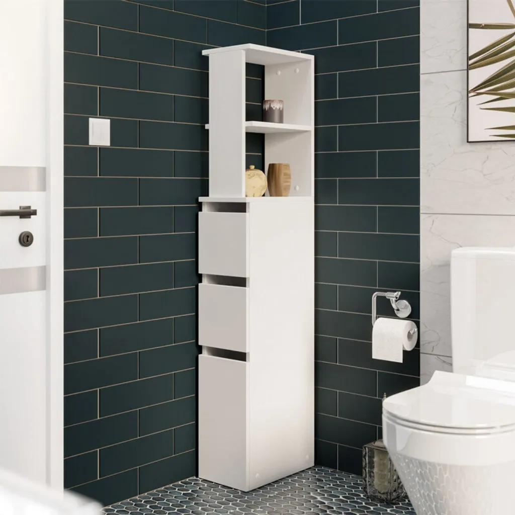 Armoire de salle de bain DIOMA blanc - Meuble de rangement élégant 60cm