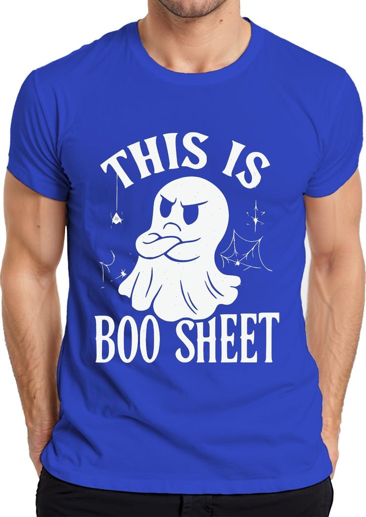 Lustiger Halloween Geist This is Boo Sheet Wortspiel Grusel Frech Herren T-Shirt, Blau, L