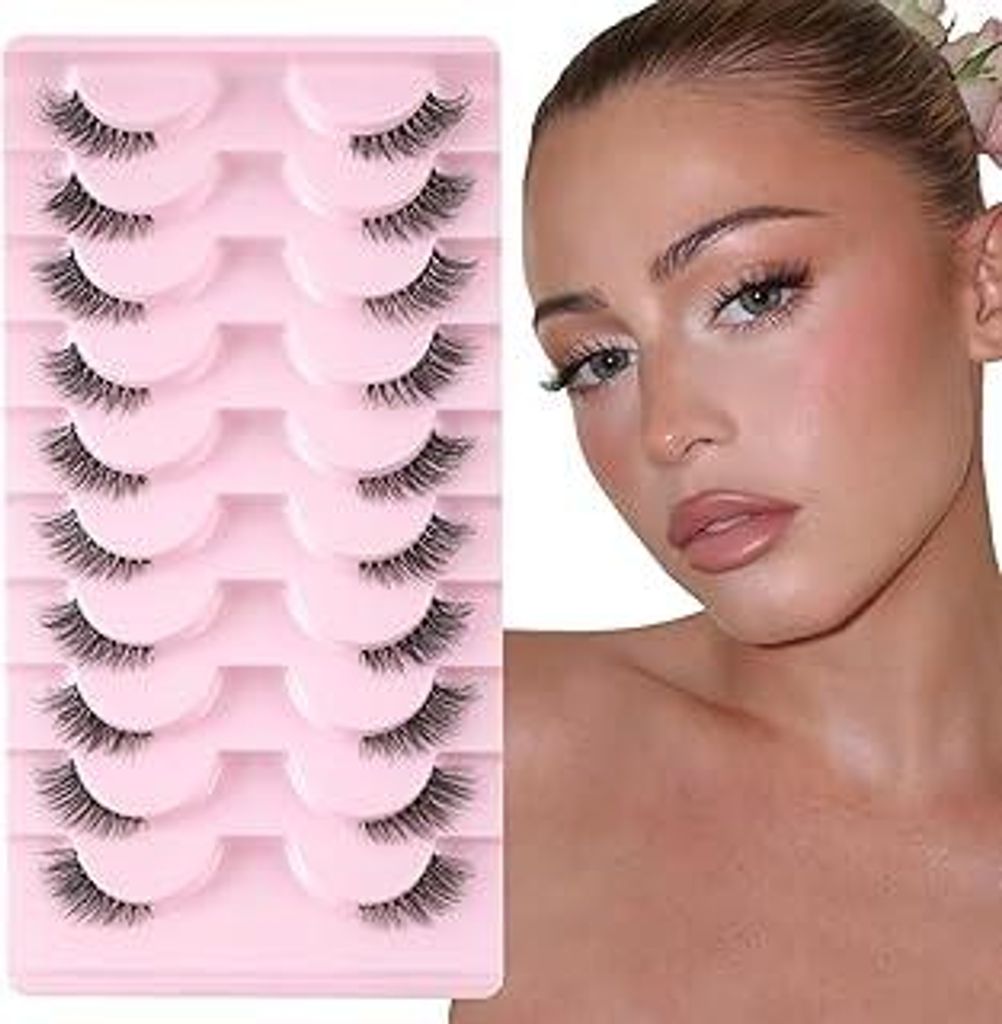 Sixstarhair Halbe Natürliche Falsche Wimpern Klare Band 10 Paar Lashes Cateye Wispy Künstliche Wimpern 3d Cat Eye Half Lashes