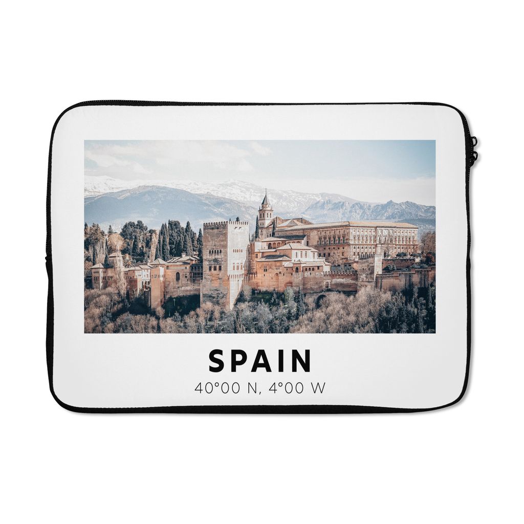 MuchoWow Laptop Hülle 13 Zoll Spanien - Schloss - Vintage - Sommer Laptoptasche - Laptophülle - Sleeve - Rundumschutz