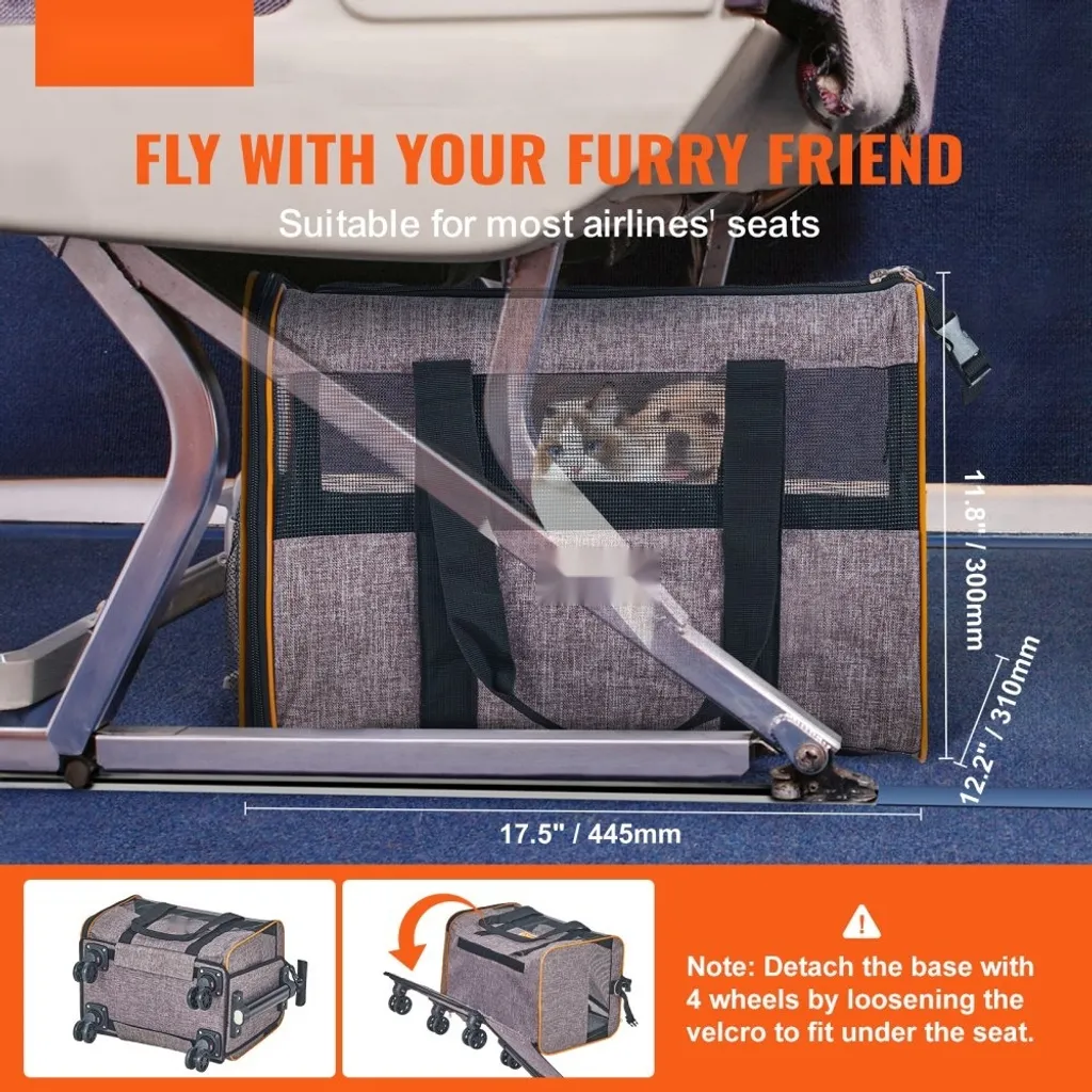 Trolley per cani - Zaino pieghevole per cani Capacità di carico max. 9,9 kg - Borsa da trasporto in tessuto Oxford 600D - Trolley per cani con 4 ruote - Trolley per animali - Borsa da viaggio per cani - Ideale per viaggi in auto o escursioni - 2