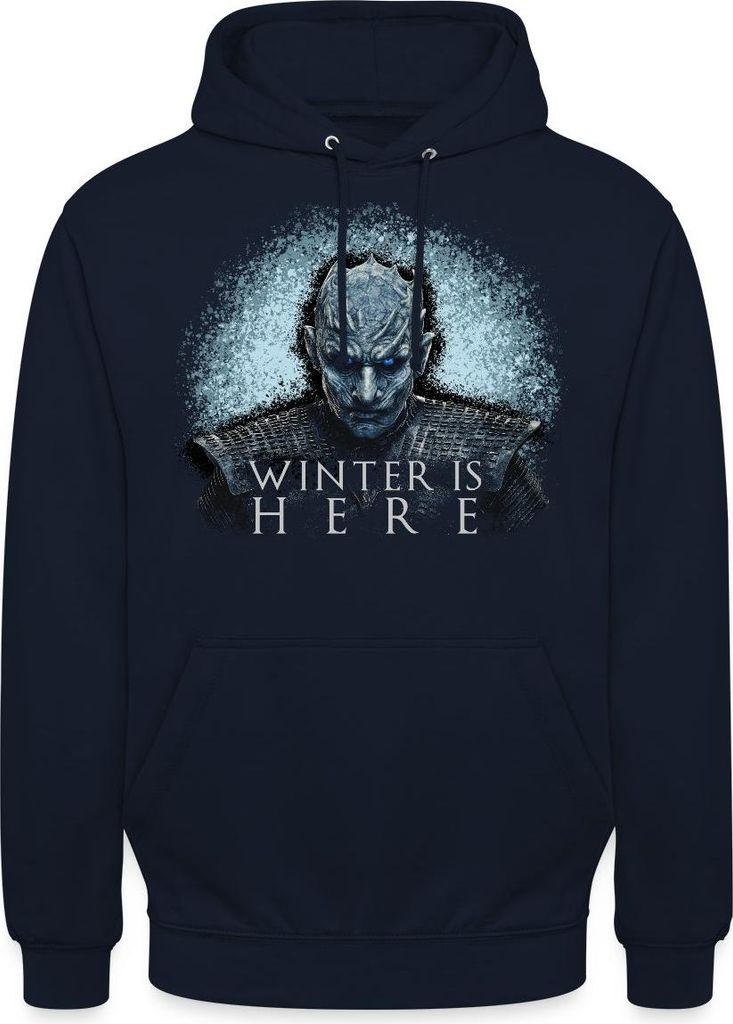 Spreadshirt Game Of Thrones Night King Winter Is Here Uni Hoodie, 3XL, Navy