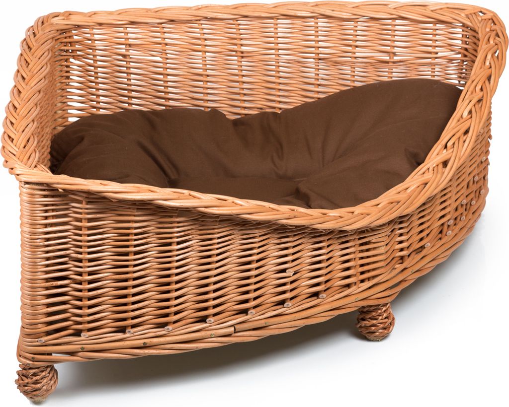 JIPRO Katzenkorb, Hundebett aus Weide für die Ecke Theo V. - B 53 x T 53 x H 14/25(cm)