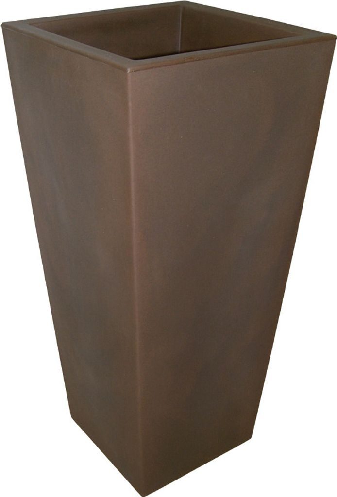 Garden Italia Vasen Hoher quadratischer Übertopf Übertopf EPQU Lato 42 cm hoch 93 cm in Nussbaumfarbe Harz - frostbeständig - stoßfest - leicht...