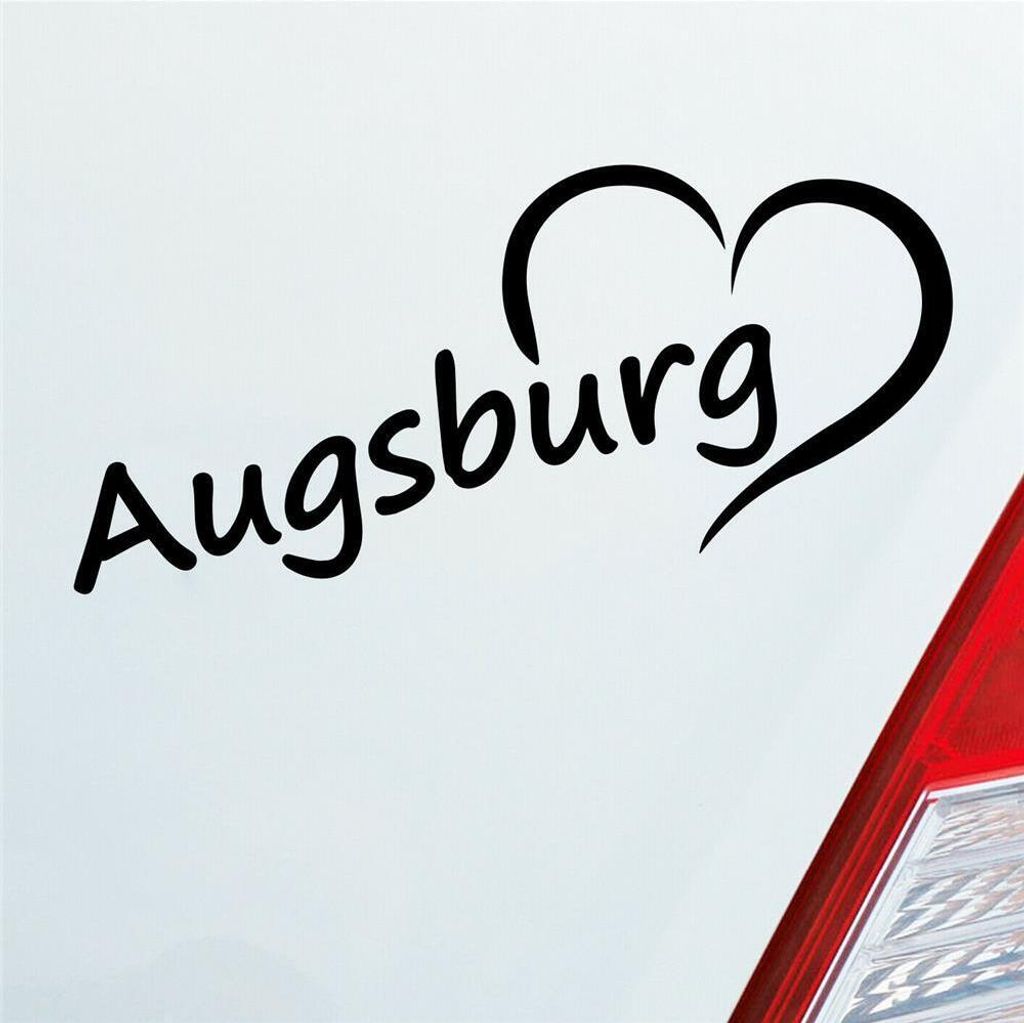 Auto Aufkleber Augsburg Herz Stadt City Liebe Love Heart 19x8 cm Schwarz Matt Sticker Heckscheibenaufkleber