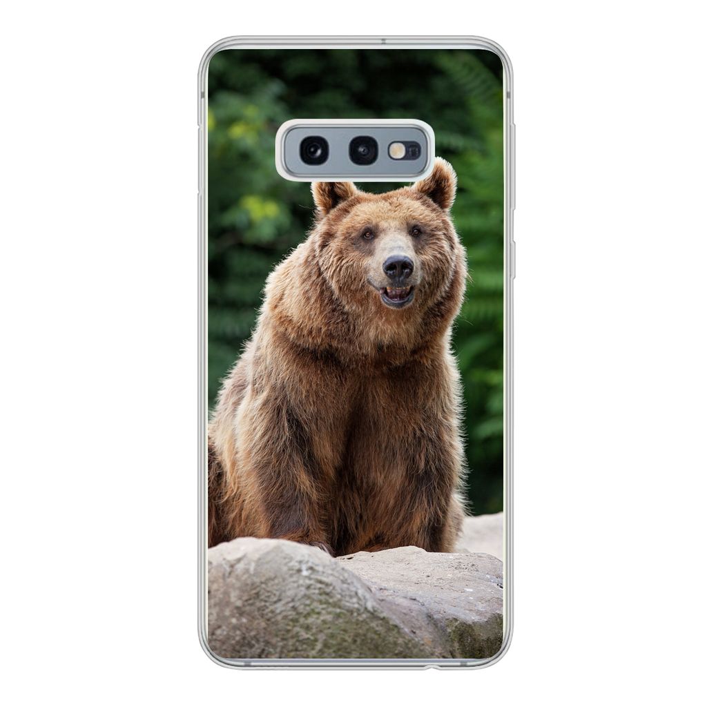 MuchoWow Handyhülle Schutzhülle Hülle für Samsung Galaxy S10e Wald - Bär - Steine Silikon Softcase Handy Hülle - Handy