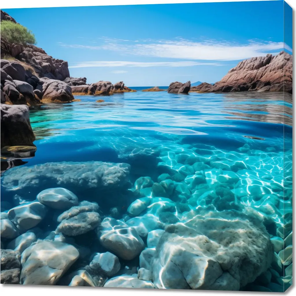 Image 90 x 90 cm Eau cristalline - Tableau déco carré pour salon moderne