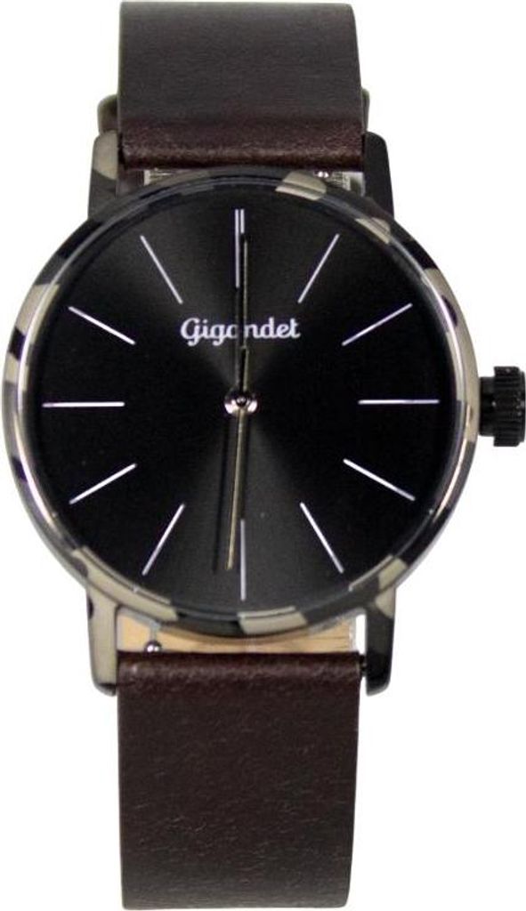 Gigandet Armbanduhr Damen Quarz Edelstahl Lederband Schwarz G43-036