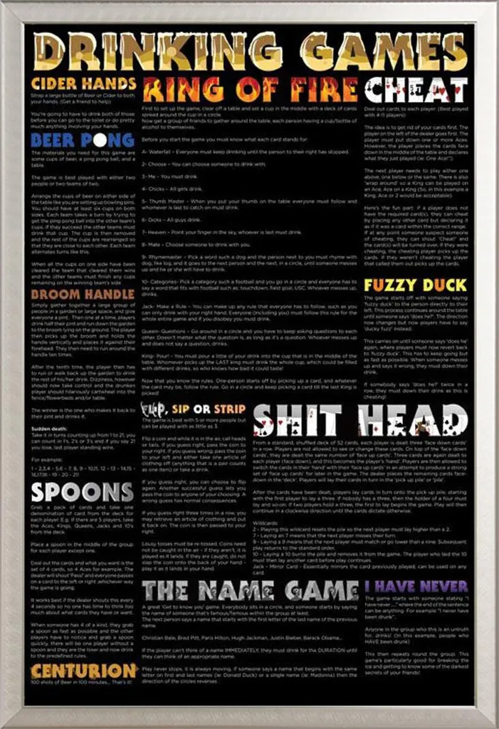 Poster Drinking Games 2012 con Cornice Shinsuke Maxi Alluminio Argento