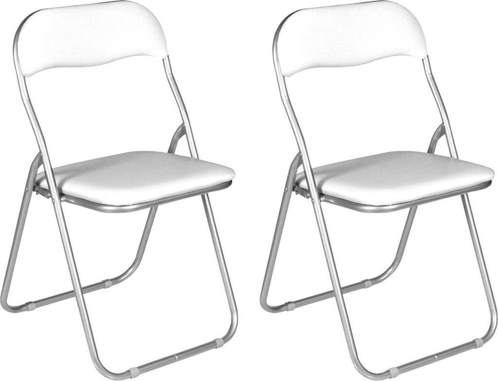 Dmora Klappstuhl Marbella Weiß, 2 Stühle gepolstert, Tragkraft 80 kg