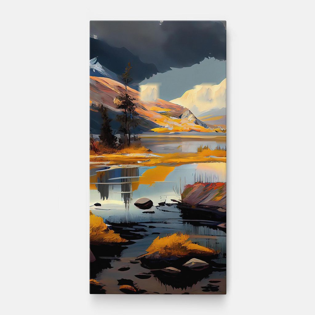 ARTHUB Leinwandbild 60x120 cm, Autumn Landscape | Wohnzimmerdekoration, Hängende Bilder, Wanddekoration, Heimdekoration, Landschaften, Herbst