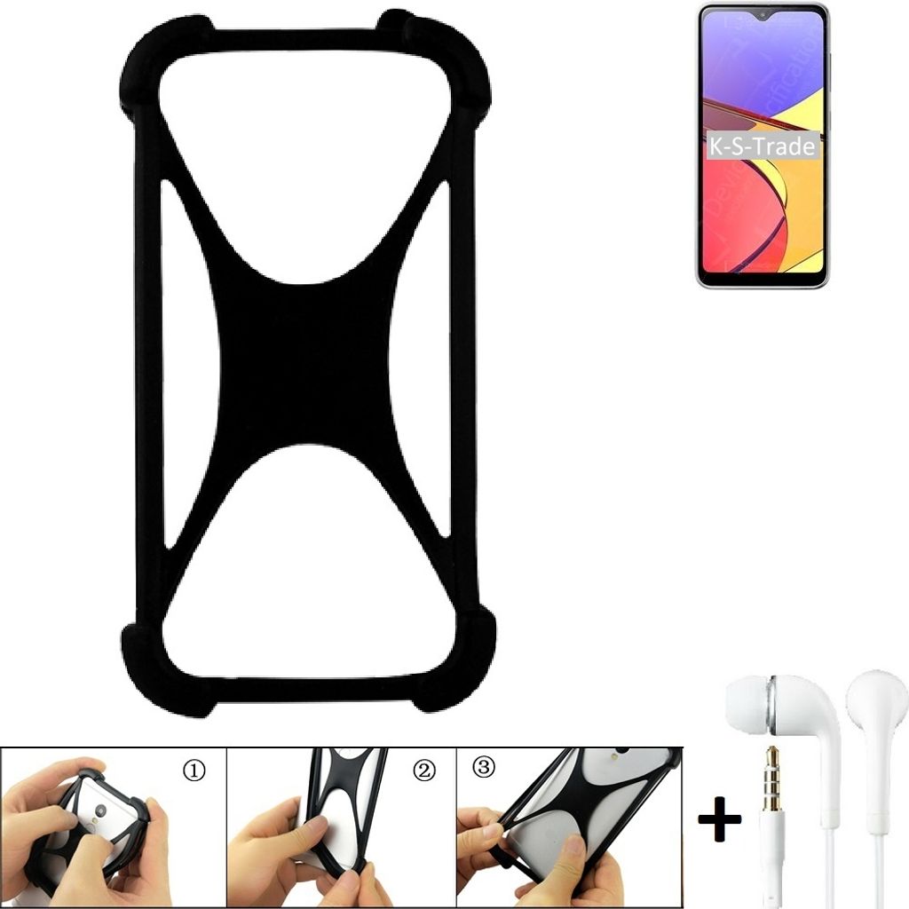 K-S-Trade Handy-Hülle + headphones kompatibel mit Samsung Galaxy A21 Simple SCV49 Schutz-Hülle Bumper Silikon Cover Case Silikoncase Silikonbumper