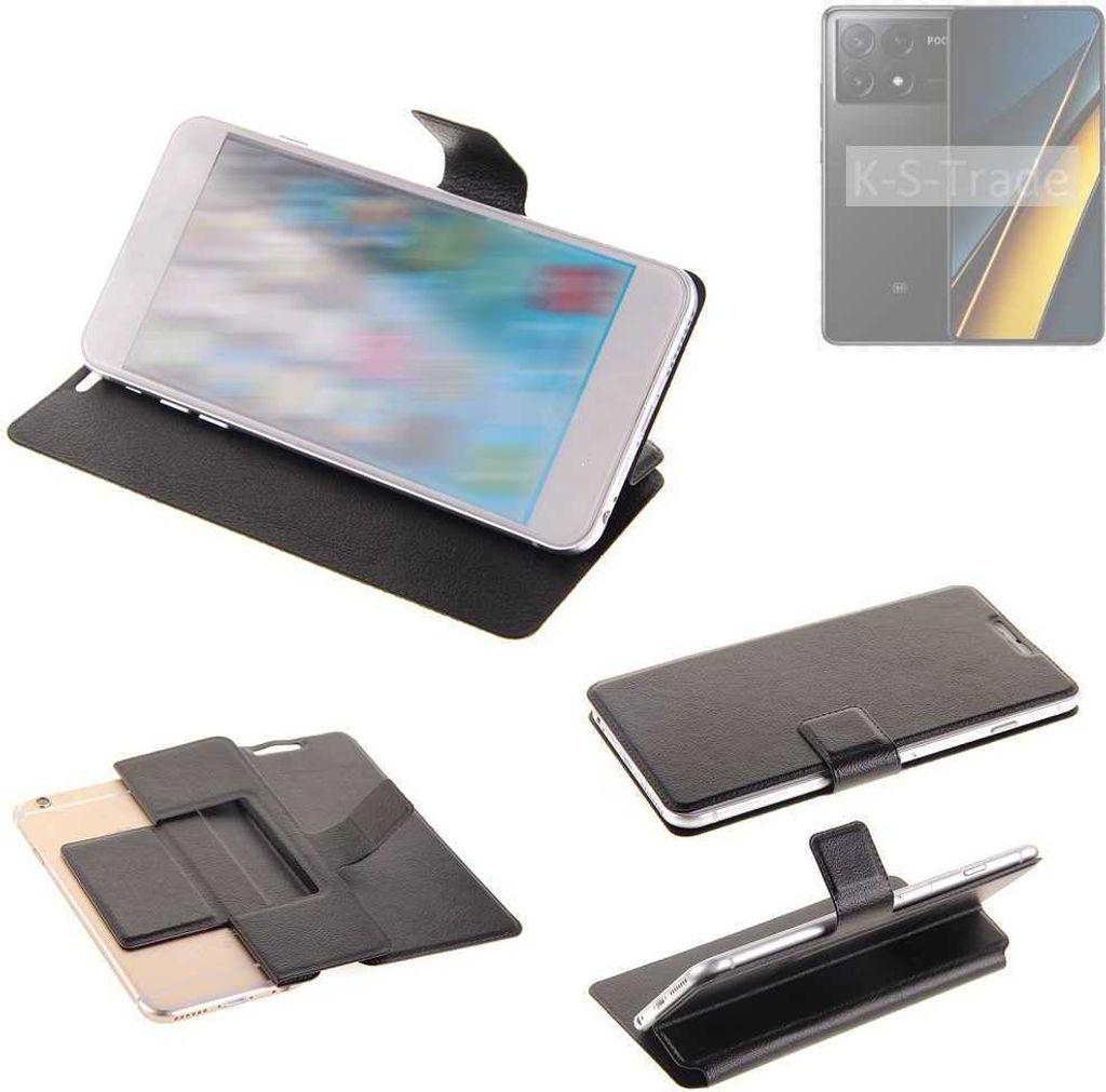 K-S-Trade Schutzhülle kompatibel mit POCO X6 Pro 5g Schutzhülle Flip Cover Klapphülle Wallet Case Slim Handyhülle bookstyle schwarz
