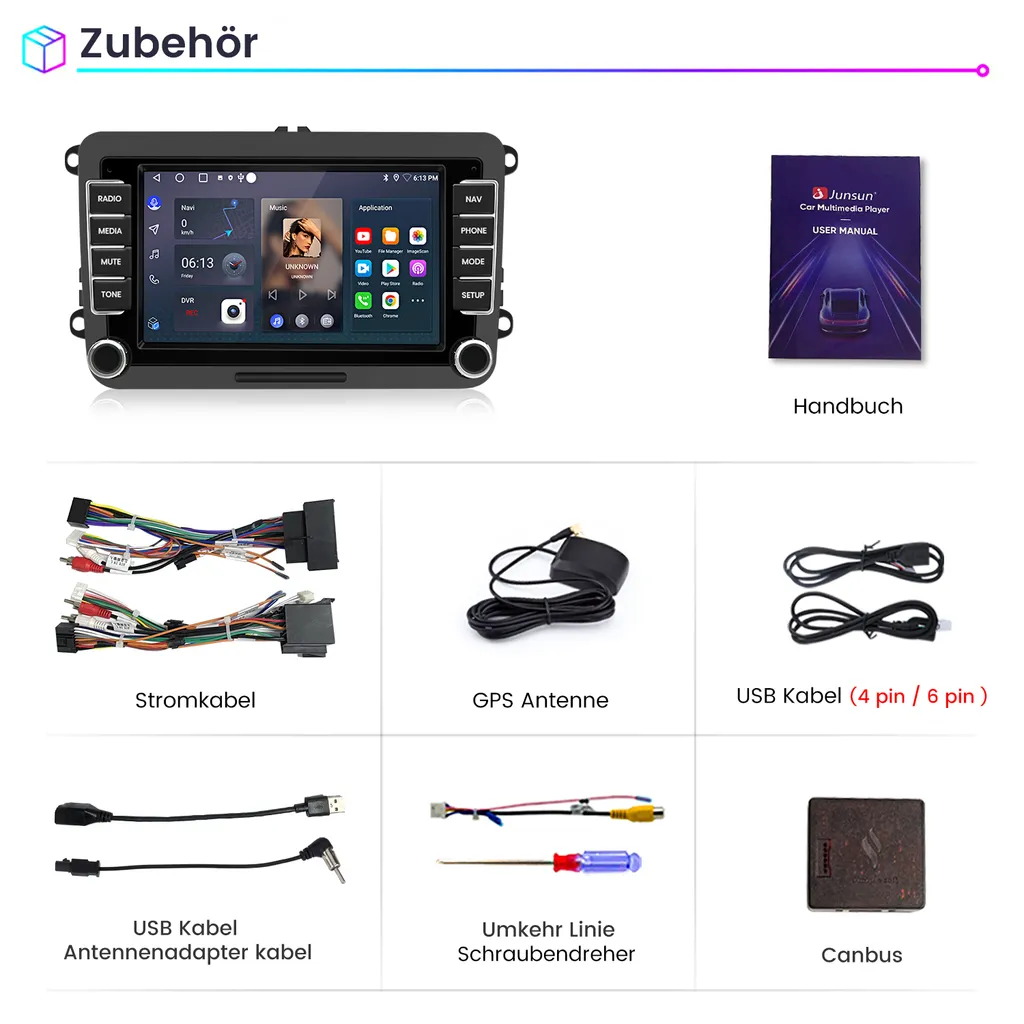 Sistema Infotainment VW Android 13 2DIN 7 Pollici GPS WiFi Bluetooth - 13