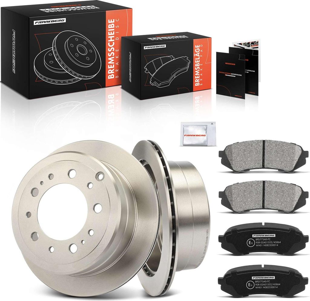 Frankberg 2x Bremsscheiben 4x Bremsbeläge Hinterachse für Lexus LX UZJ100 Toyota Land Cruiser 100 FZJ1 UZJ1 J1