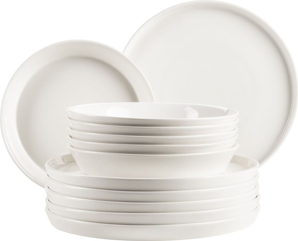 Porzellangeset, 6 Personen, weiß, einfach, elegant Produktbild 