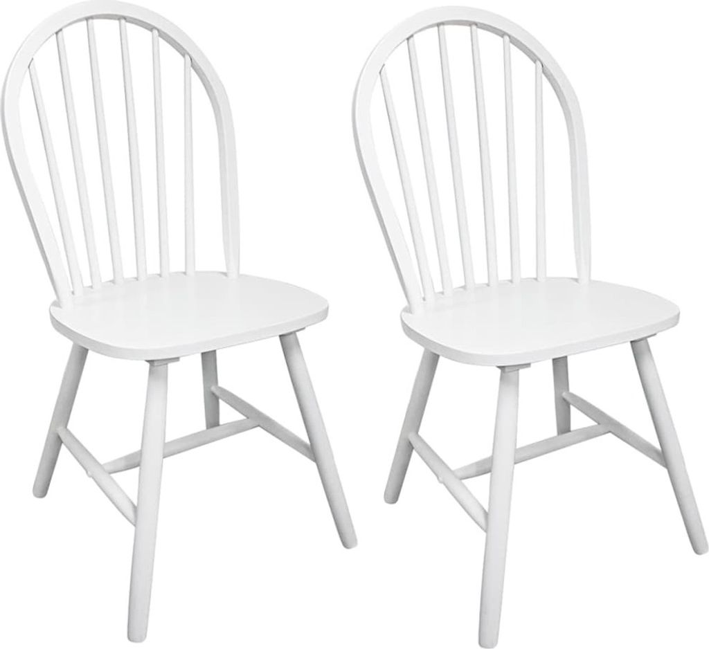 vidaXL Chaises de salle à manger 2 pcs. Blanc Bois massif Image du produit 