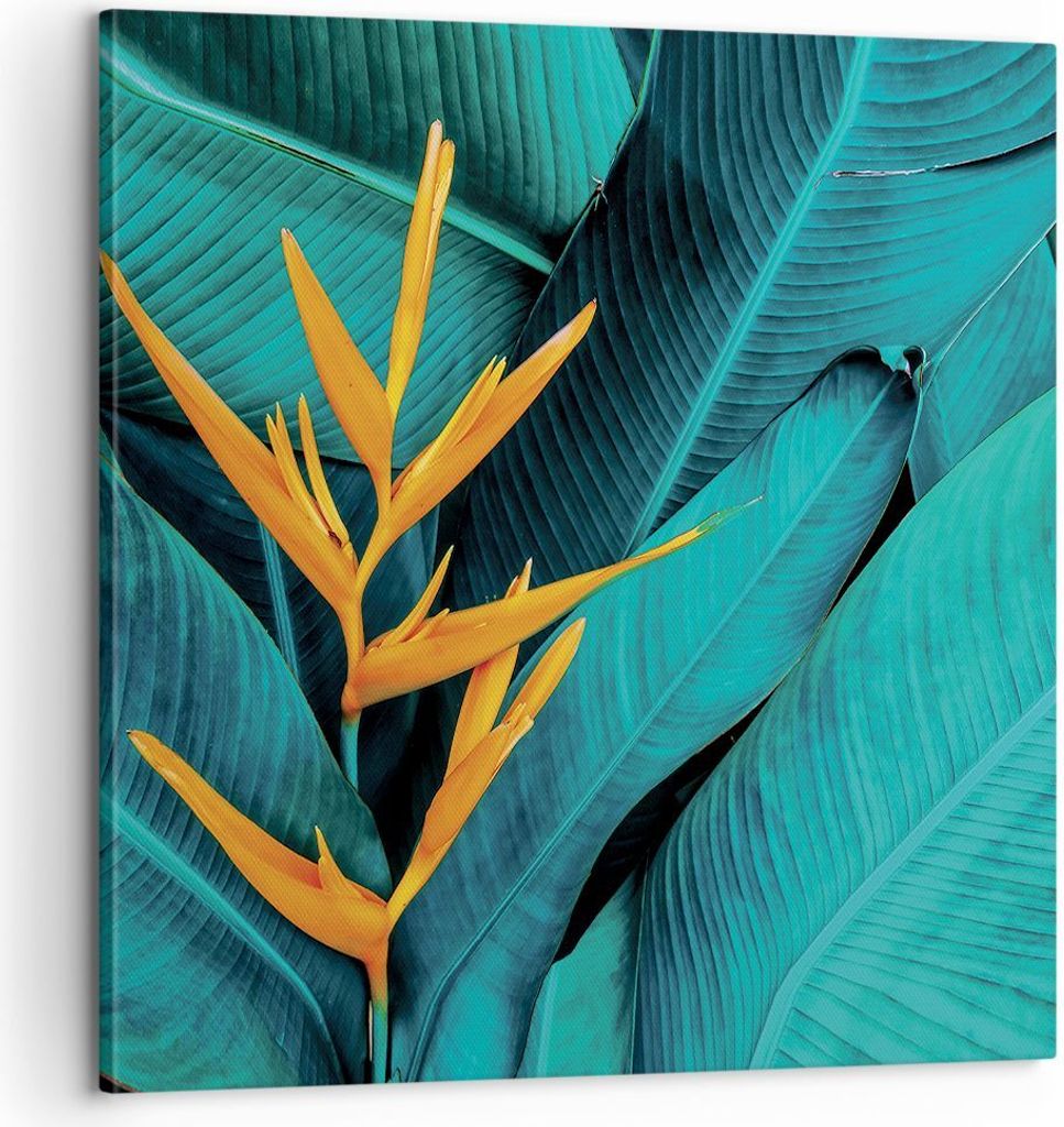 Bild auf Leinwand - Leinwandbild - Einteilig - Blumen Tropen Blätter - 60x60cm - Wand Bild - Wanddeko - Wandbilder - Leinwanddruck - Bilder - Wand...