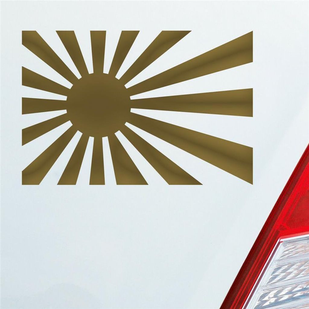 Auto Aufkleber Kyokujitsuki Japan aufsteigende Sonne Sun 15x10 cm Gold Sticker Heckscheibenaufkleber