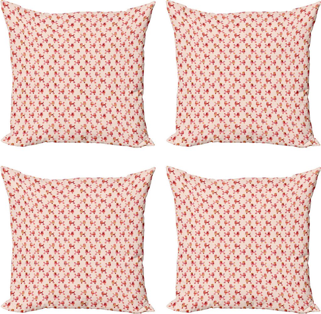 ABAKUHAUS Hunde Kissenbezug Set (4 Stück), Feminine Floral in Pink Tones, Moderner Doppelseitiger Digitaldruck, 60 cm x 60 cm, Mehrfarbig
