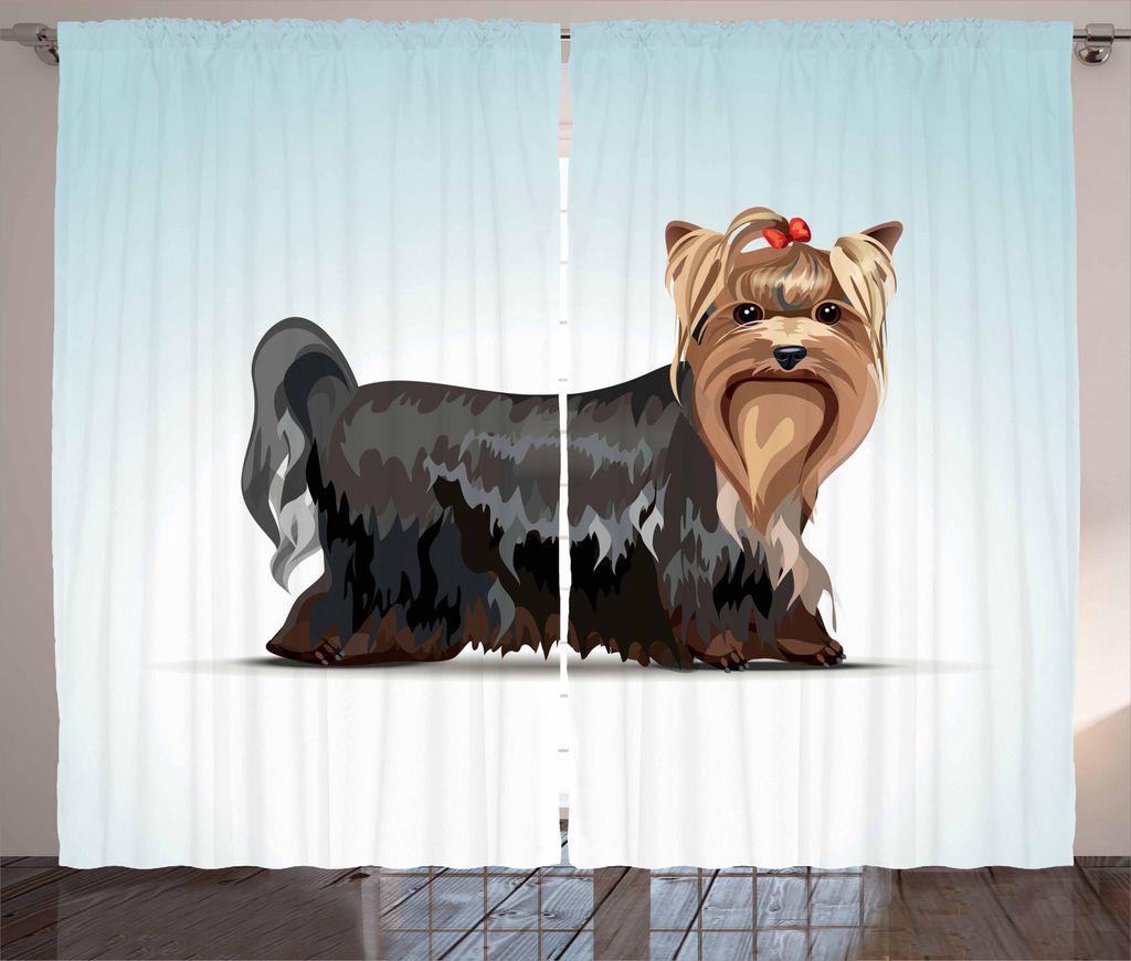 ABAKUHAUS Yorkie Rustikaler Gardine, Bow Leiter Meshed Farben, Schlafzimmer Kräuselband Vorhang mit Schlaufen und Haken, 280 x 245 cm, Mehrfarbig