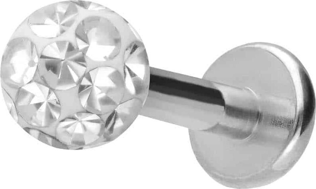 Ohrpiercing, Nasenpiercing Titan Labret mit Innengewinde EPOXY-KUGEL Silber Stablänge: 7mm + Stabstärke: 1,6mm + Kugelgröße: 3mm