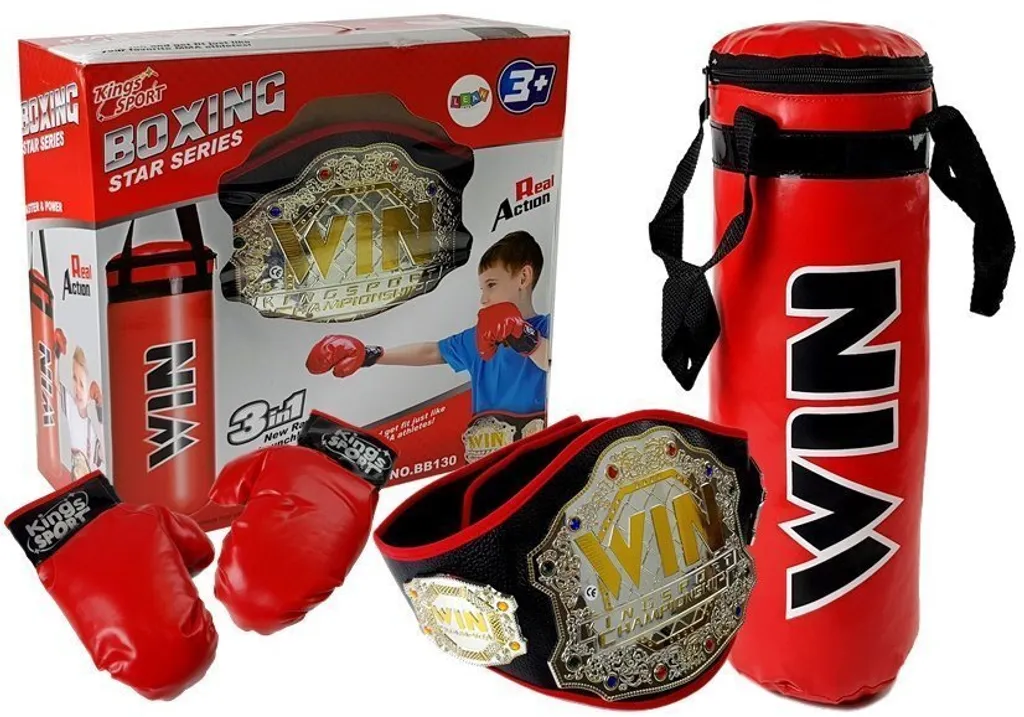 Sac de frappe avec gants et ceinture de vainqueur - Set boxe complet