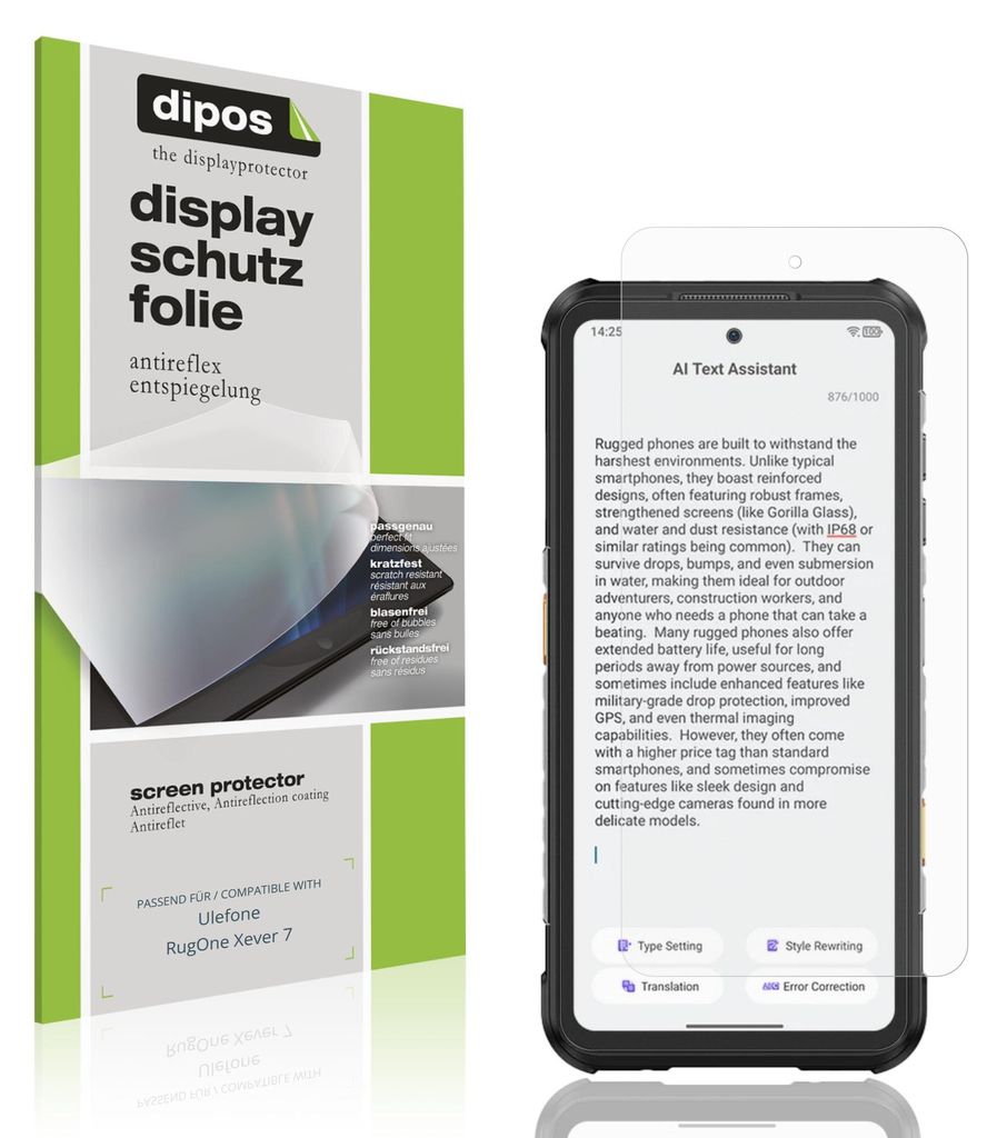 4x Schutzfolie für Ulefone RugOne Xever 7 matt Displayschutzfolie Folie Display Schutz dipos