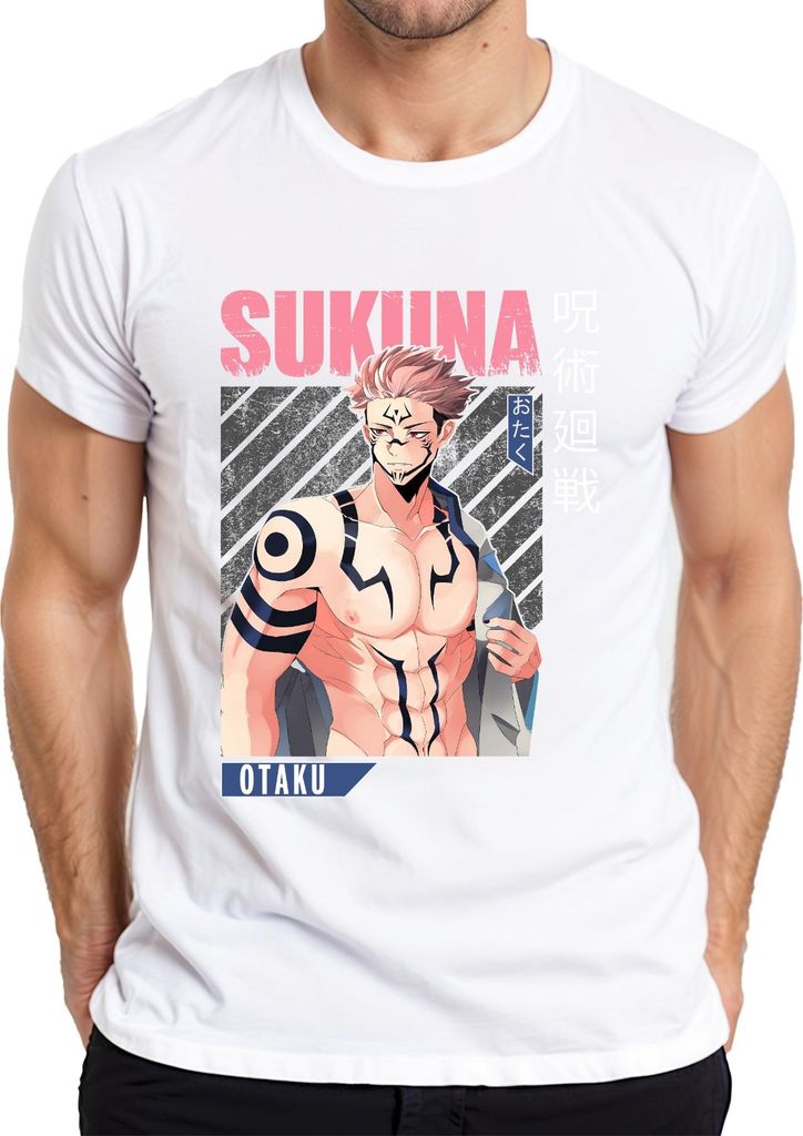Sukuna Jujutsu Kaisen Otaku Anime Ästhetik Fan Geschenk Vintage Herren T-Shirt, Weiß, S