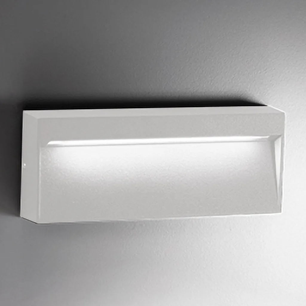 Luminaire extérieur mural LED rectangulaire blanc mat IP54 design Bottom