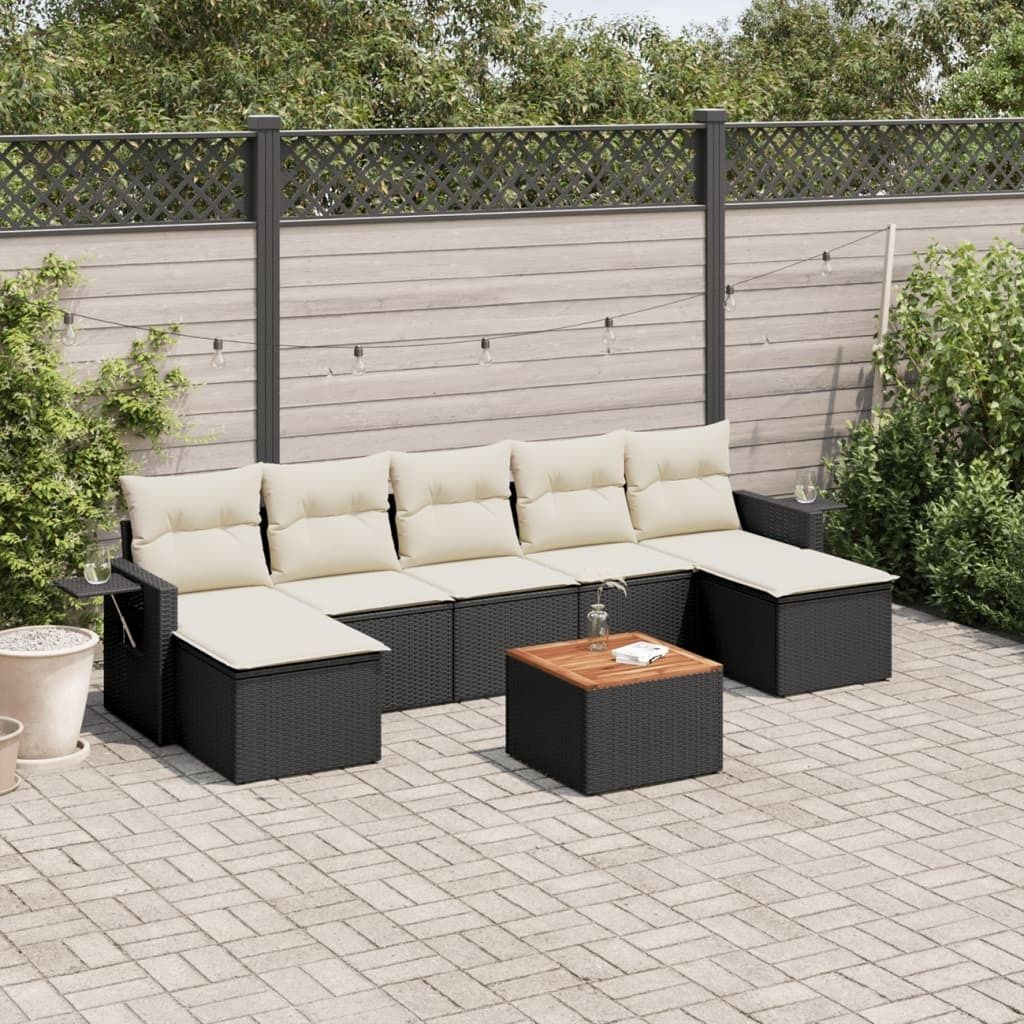 Design 8-tlg. Garten-Sofagarnitur mit Kissen Schwarz Poly Rattan, Gartensofas 2024 Neu