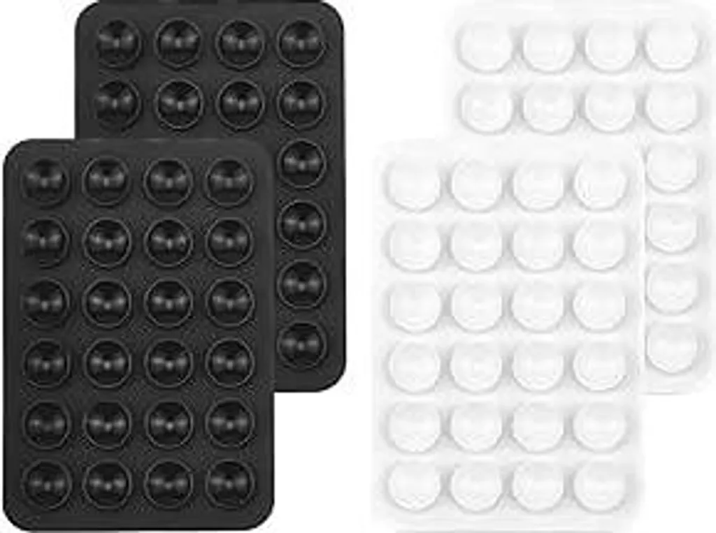 4 pezzi supporto silicone per cellulare, ventosa per cellulare, supporto antiscivolo per cellulare con ventosa, ventosa in silicone per cellulare (nero, bianco)