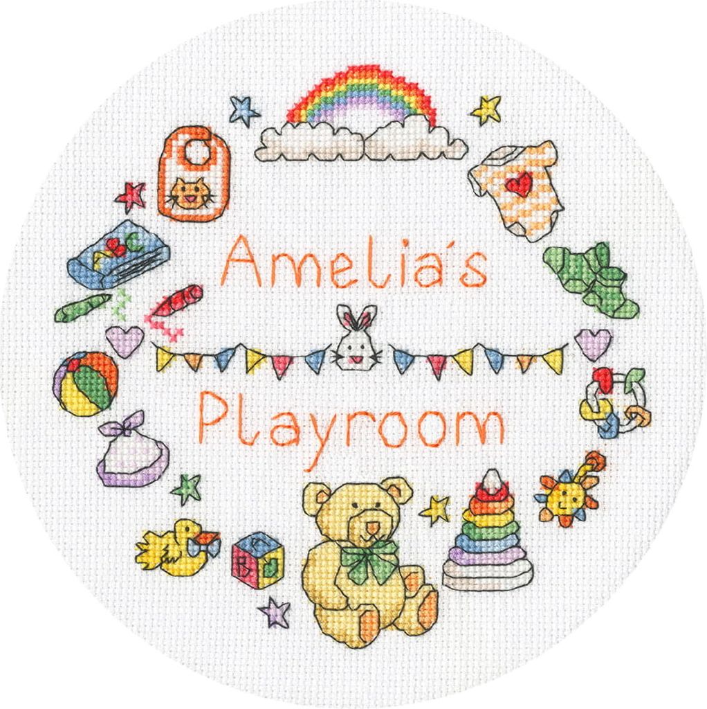 Auslaufmodell Bothy Threads Kreuzstich Set "Mein Spielzimmer", Zählmuster, XHS15P, Diam. 17,5cm