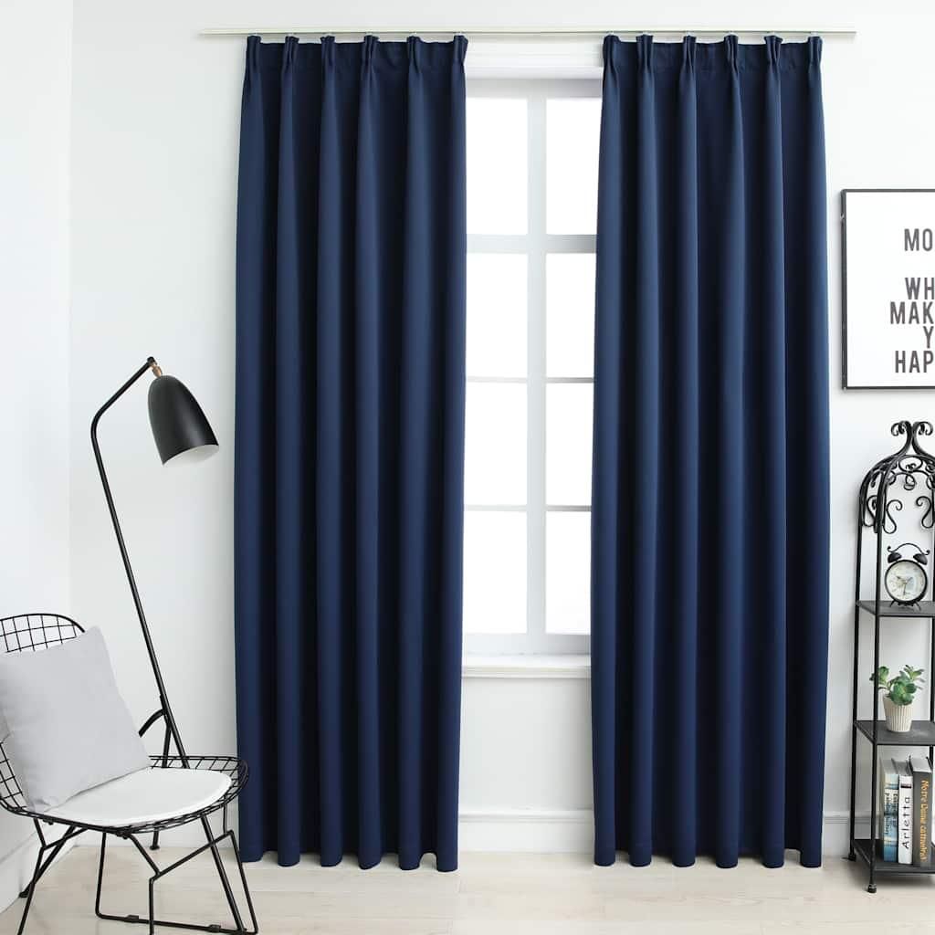 vidaXL Zatemňujúce závesy s háčikmi 2ks. Modré 140x245cm Obrázok produktu 