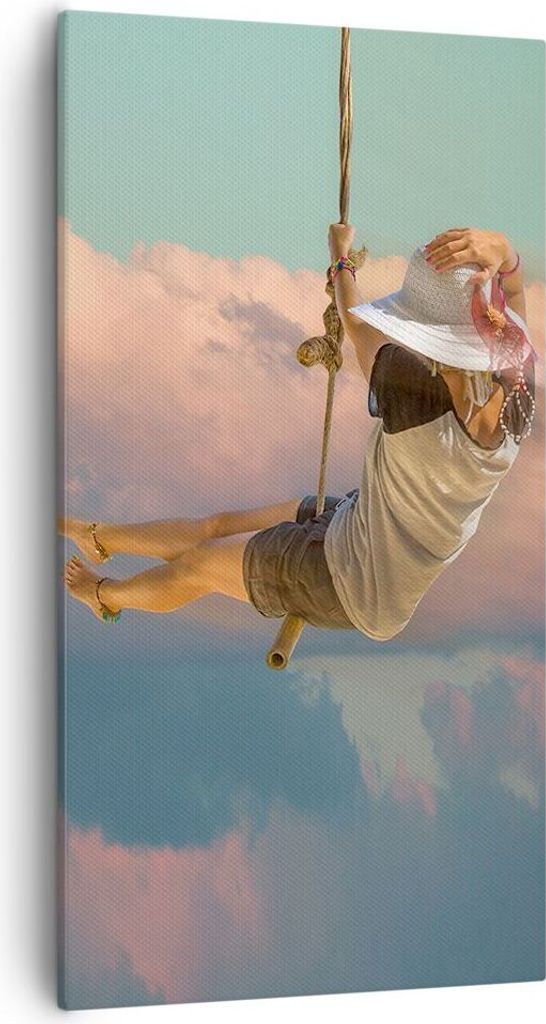 Bild auf Leinwand - Leinwandbild - Einteilig - Schaukeln Seil Himmel - 55x100cm - Wand Bild - Wanddeko - Wandbilder - Leinwanddruck - Bilder - Wand...