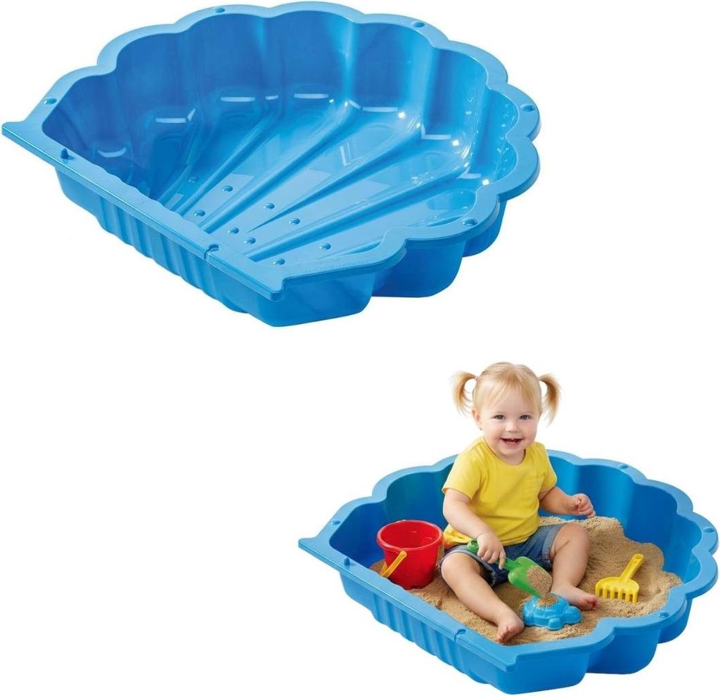 Sabbiaia in plastica a forma di conchiglia - blu Immagine del prodotto 