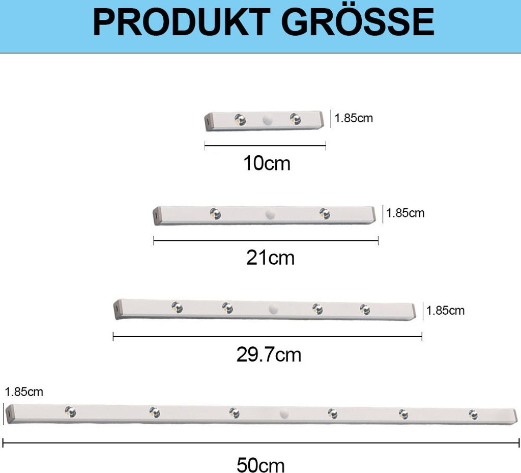 Luci del gabinetto, LED 3 colori sotto il controsoffitto luce senza fili sensore di movimento, lampade da armadio Dimmerabile magnetico Ricaricabile per la cucina, armadio, scala 12-inch/1 Pack