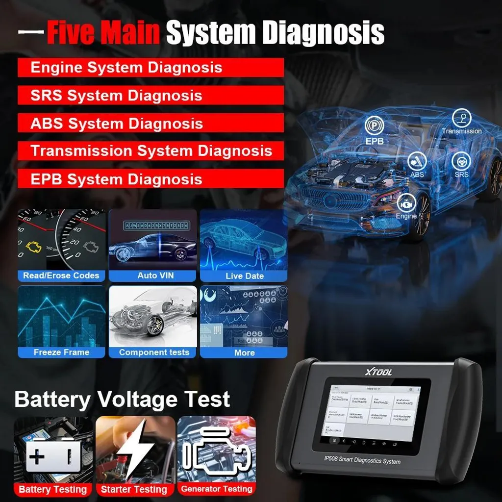 XTOOL IP508 Valise Diagnostic OBD2 Autoscan avec Réinitialisation ABS