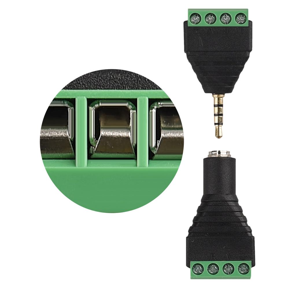 kwmobile 2x 3,5 mm Klinkenstecker Adapter - Klinke auf 4-Pin Audio Kabel Terminal Block Set - Terminalblock 3.5 mm Klinke 4-polig - Schraubbefestigung