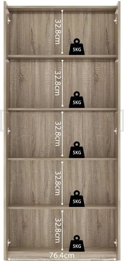 Penderie lingère Mike Sonoma 180cm de hauteur pour chambre ou bureau