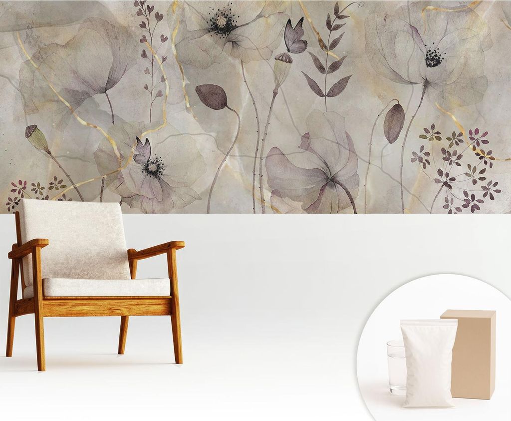 Fototapete - 250x104 cm - Tapete - Wandtapete - Wandbilder - Dekofolie - Tapete Folie - Wand - Dekoration - Wohnzimmer - Zarte Blüten