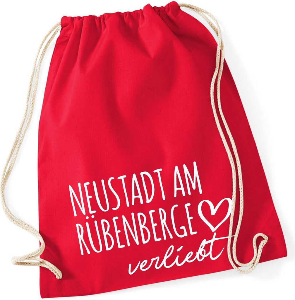 Huuraa Turnbeutel Neustadt am Rübenberge verliebt 12 Liter Classic Red Baumwolle Rucksack Geschenkidee
