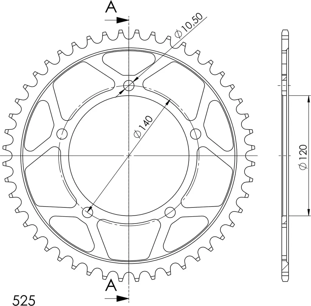 Couronne 49 Dents Pas 525 pour Entretien et Remplacement Kit Chaîne