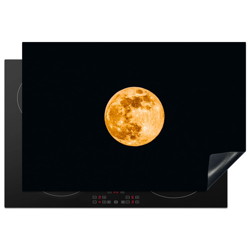 KitchenYeah Herdabdeckplatte Mond - Gold - Weltraum - Schwarz - Design , 77x51cm, Küche Deko, Glaskeramikkochfeld Herdabdeckung, Abdeckplatte f...