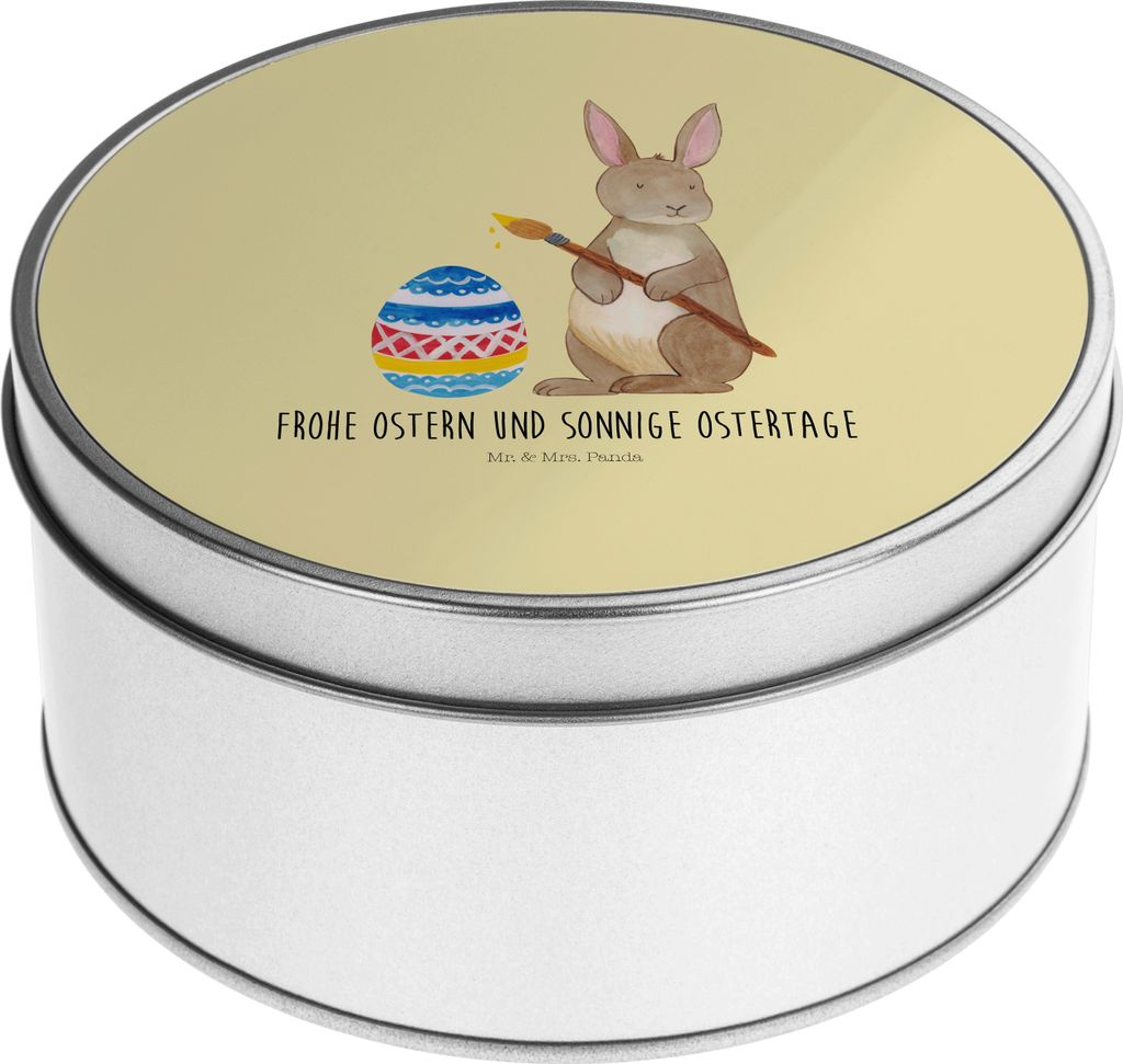 Mr. & Mrs. Panda Dose Hase Eier Malen - Gelb Pastell - Geschenk, Kaninchen, Frohe Ostern, Teedose, Osterhase, Ostergrüße, Blechdose, Osternest, V...