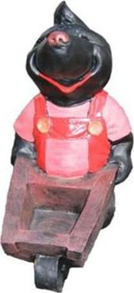 Design Maulwurf Schubkarren Figur Statue Skulptur Figuren Dekoration 34cm Deko