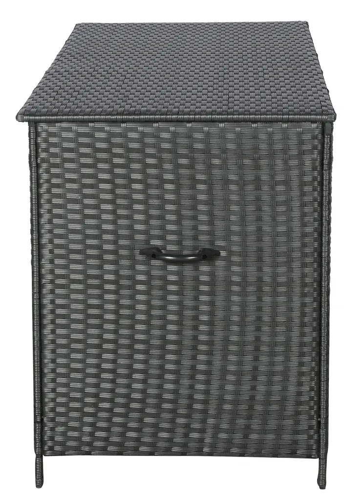 Coffre à coussins noir mobile Lamar avec roulettes intégrées 290L